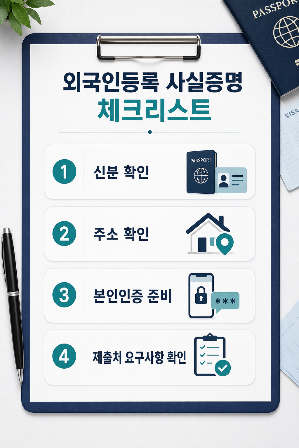 외국인등록 사실증명 준비물과 발급 체크리스트를 정리한 안내 이미지